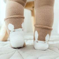 宝宝护膝袜子婴儿纯棉加厚毛圈过膝中高筒儿童爬行袜防滑加长袜套