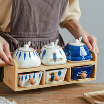 日式陶瓷调味罐套装家用厨房盐罐糖罐辣椒罐油瓶酱醋组合调料盒