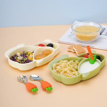 宝宝硅胶餐盘带吸盘叉勺子餐具套装卡通儿童分格盘婴儿吃饭辅食碗