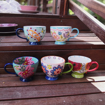 欧式手绘特色精致牛奶麦片早餐杯红茶杯大容量陶瓷咖啡杯子