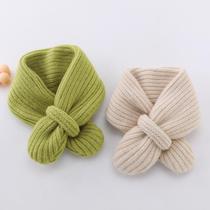 韩系宝宝围脖婴儿童秋冬季保暖围巾6-12个月3-6岁针织毛线交叉巾