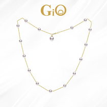 GiO珠宝 Akoya海水珍珠项链女满天星锁骨链18K金颈链气质高级感