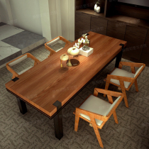 loft工业风办公桌培训桌椅美式铁艺实木大型会议桌洽谈桌长条桌子