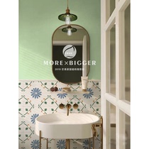 牛油果绿卫生间瓷砖300X600 小清新花砖浴室洗手间背景墙地砖防滑