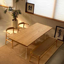 几方选木白蜡木餐桌实木去客厅化大板桌亚克力悬浮桌子原木侘寂风
