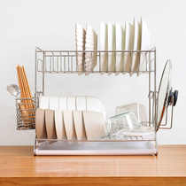 304不锈钢放碗架沥水架碗碟架双层家用 厨房收纳置物架家用餐具架