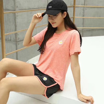 夏季爆款韩版网红小雏菊 女士休闲速干衣运动套装短袖短裤瑜伽T恤