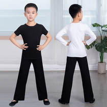 男童拉丁舞练功服莫代尔儿童中国舞蹈服演出服短袖直筒裤套装夏季