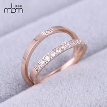 韩版时尚镀18K玫瑰金钛钢情侣戒指学生镶单钻戒指男女对戒