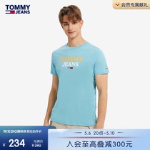 Tommy 男装纯棉时尚亮色字母印花圆领修身短袖T恤DM0DM12853