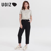 UGIZ春季新品韩版女装时尚修身纯色百搭休闲九分裤女UAPE218