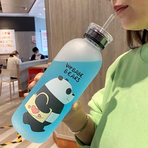 大容量1000ml塑料吸管水杯女男学生韩版可爱杯子ins便携耐热水瓶