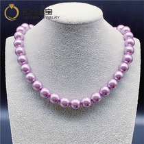 天然淡水珍珠粉项链正圆白紫色珍珠项链时尚 锁骨链送妈妈送婆婆