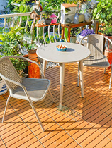莫家户外阳台桌椅奶油风室外庭院花园露天露台休闲茶几三件套带伞