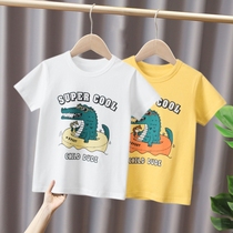韩版童装夏季新款27kids潮牌男宝宝衣服儿童纯棉卡通鳄鱼短袖T恤