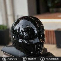 新国标3C加大码战士组合蝎子头盔复古摩托巡航机车头盔轻便全盔