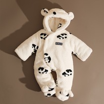 日本进口婴儿连体衣加厚棉服新生宝宝保暖衣服冬装超可爱外出抱衣