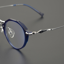 日本极简风格 高质感蓝银色板材眼镜框 纯钛超轻镜架 百搭男女款