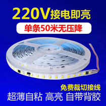 220v灯带led超薄自粘背胶高压软性10厘米裁剪每米120灯珠线形灯条