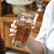 小乐创意玻璃啤酒杯家用玻璃杯大号水杯冷饮果汁饮料杯子商用酒杯