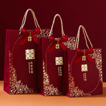 结婚手提袋婚礼婚宴回礼送礼专用红色礼品袋伴手礼袋子喜糖盒喜字