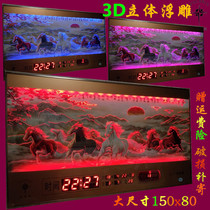 北极星3D立体彩雕led夜光数码万年历客厅装饰画电子日历时钟挂钟