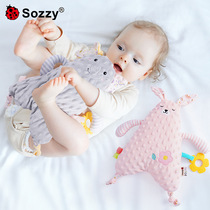Sozzy新生儿0-3岁锻炼宝宝抓握哄睡毛绒玩偶安抚巾可入口婴儿玩具