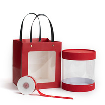 新年透明抱抱桶礼品袋单个手提袋橱窗袋烘培礼盒蛋糕喜糖盒包装盒