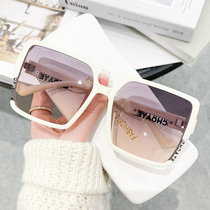 新款女士大框显瘦太阳镜创意款字母logo方框墨镜时尚欧美潮流墨镜