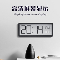 新款简约大屏时钟客厅挂钟温湿度钟表创意静音钟表摆台式数字钟