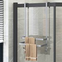 浴室毛巾架免打孔淋浴房置物架卫生间玻璃门架子挂杆浴巾架悬挂式