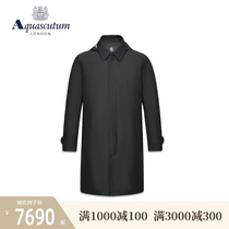 Aquascutum/雅格狮丹春夏新品男士黑色中长款风衣大衣Q49I6EM011