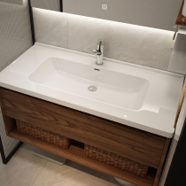 新中式黑胡桃木色浴室柜组合卫生间洗漱台陶瓷一体盆洁具2023新款