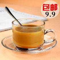 家用玻璃杯子欧式透明咖啡杯小号花茶杯耐热杯碟套把杯小茶杯套装