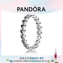 Pandora潘多拉心心相连戒指女生情侣925银轻奢小众设计素圈