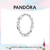 Pandora潘多拉心意交织戒指女生轻奢小众设计情侣925银素圈