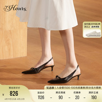 73hours女鞋Lily2024春夏季新款尖头细跟纯色法式气质外穿凉鞋女