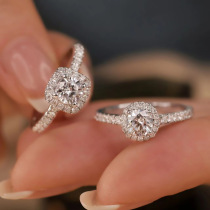 莫桑钻石戒指女款纯银镀PT950铂金珠宝首饰定制18K金订婚求婚钻戒