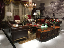 英式真皮沙发 英式家具 全屋配套欧式沙发美式榉木高档客厅复古