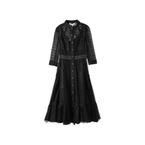 Z3399-ITW-女装连衣裙蕾丝显瘦气质长袖时尚优雅连衣裙
