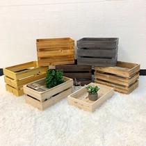 实木收纳箱复古木箱木条箱超市陈列木框箱水果木筐装饰木箱子定制
