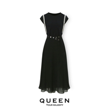 【都市新贵】黑色连衣裙女夏季设计师系列高级气质显瘦两件套装裙