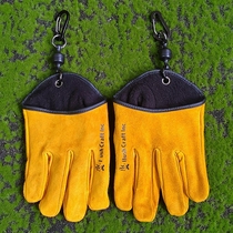 日本BushCraftInc户外男女通用分指牛皮手套耐磨露营复古黄色手套