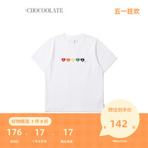 : CHOCOOLATE女装短袖T恤夏季休闲活力爱心刺绣1604XSG