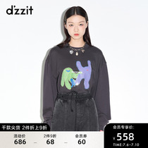 dzzit地素春夏专柜新款圆领时尚休闲宽松印花长袖卫衣女3D4J1221A