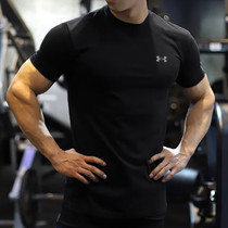 安德玛UA黑色速干短袖男2024夏季新款跑步健身衣圆领运动宽松t恤