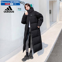 Adidas阿迪达斯中长款羽绒服女装2024春季新款黑色外套保暖运动服