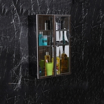 不锈钢浴室吊柜 透明玻璃双门厨房储物柜 壁挂橱柜阳台收纳柜镜箱