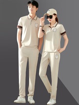 阿迪达运动套装2024夏季短袖POLO衫男女休闲两件套时尚情侣运动服