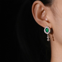 11.13宝家高定S925银和田玉绿度母耳环女小众设计高级感个性耳饰